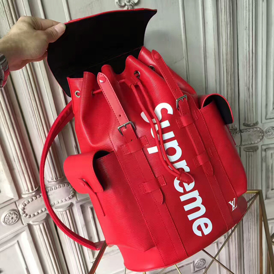 AUTHENTIC LOUIS VUITTON Supreme Backpack - Red LV epi leather
