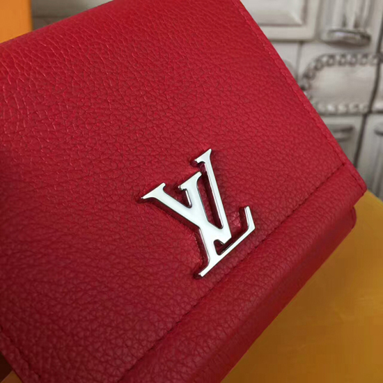 Louis Vuitton Red Taurillon Leather Lock Me ll Wallet Louis