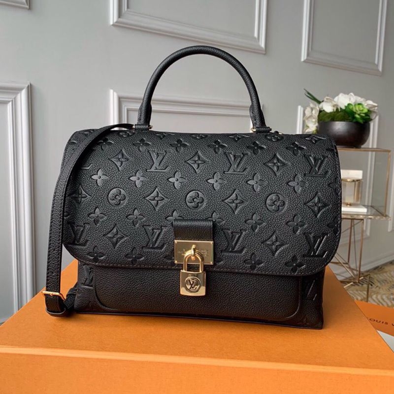 Louis Vuitton Marignan Handbag Monogram Empreinte Leather Black