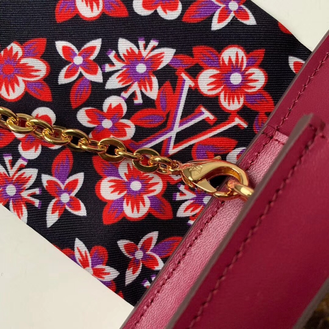 Louis Vuitton Red Monogram Flore Wallet On Chain Brown Cloth ref