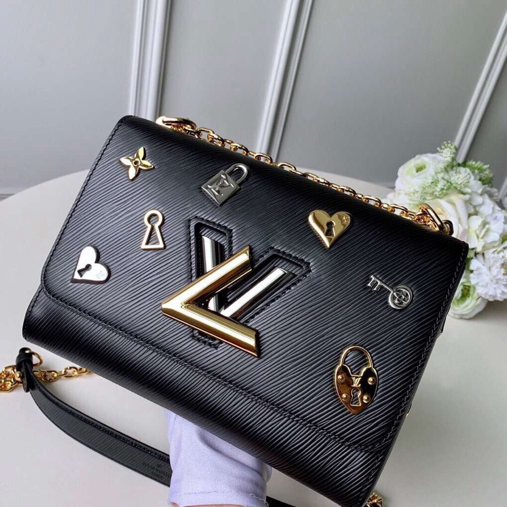 Louis Vuitton Twist Lock XL Black in Cowhide Leather with Silver