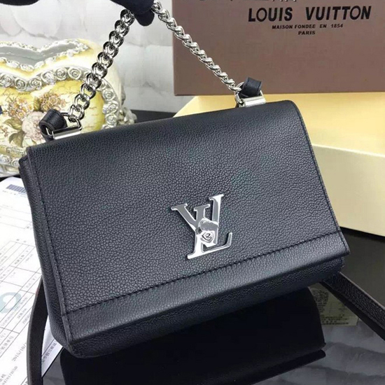 Louis Vuitton, Bags, Louis Vuitton Black Taurillon Leather Lockme Short  Handle Clutch