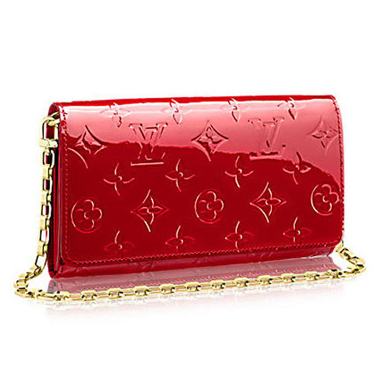 M63306 Louis Vuitton 2019 Cherrywood Chain Wallet Patent Leather-Pink