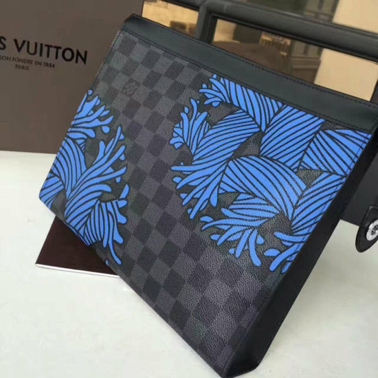 Louis Vuitton Alpha Triple 3 Pouches Clutch Damier Graphite Bag Handbag