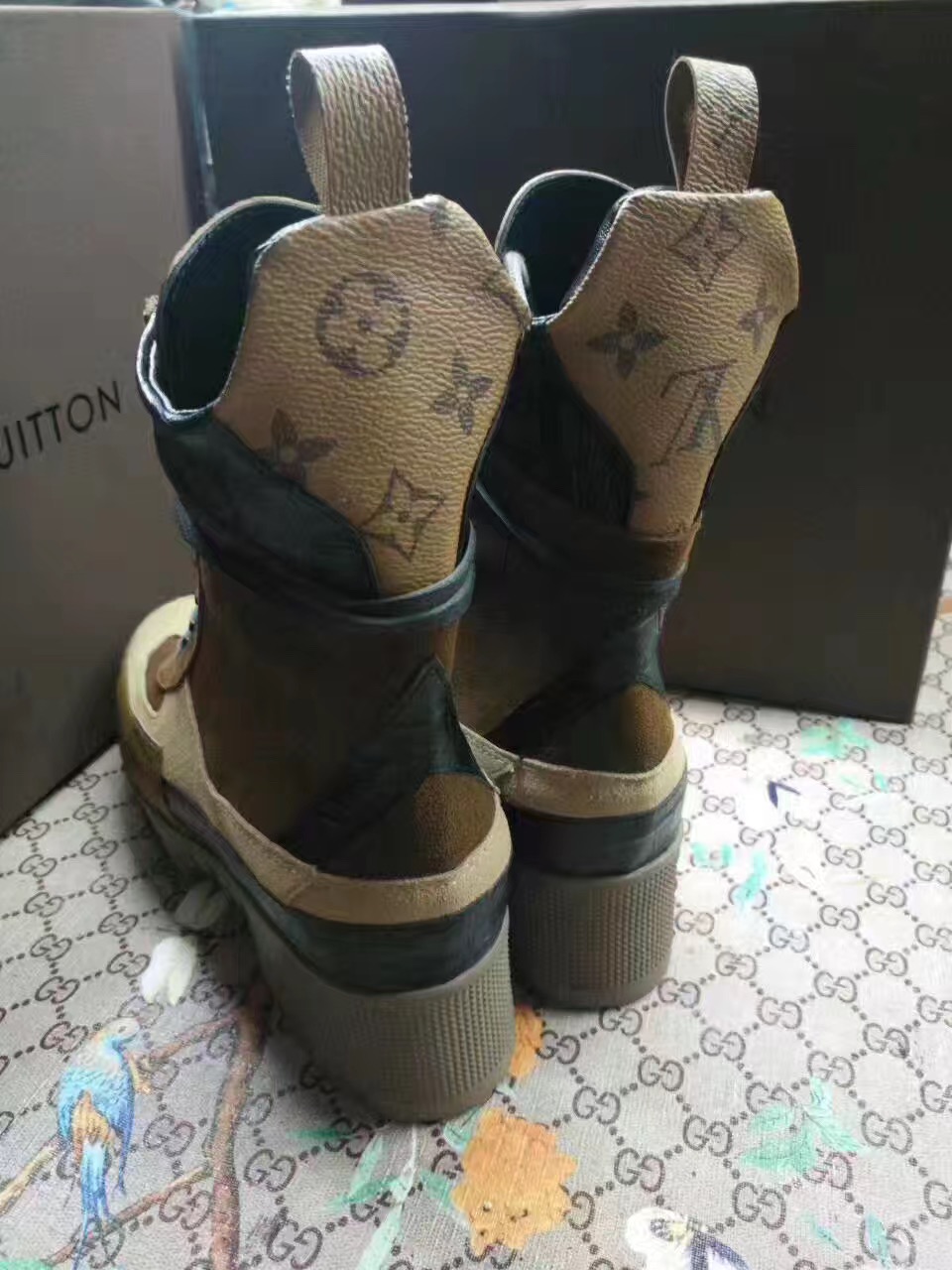 Louis Vuitton Checkpoint Combat Desert Boot With Stickers NEW 38.5