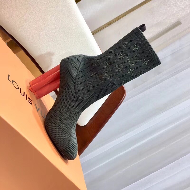 Louis Vuitton Monogram Lawye Line Suede Ankle Boots Brown x Black
