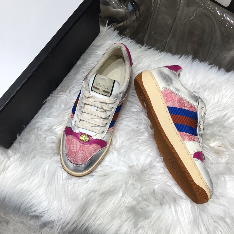 Gucci Women's Screener Leather Sneaker ?570442 Pink 2019 (HZX-9030805 )