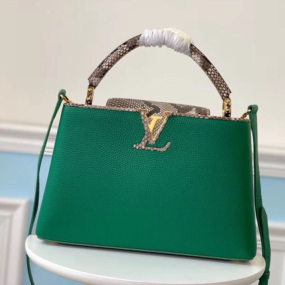 Louis Vuitton Capucines BB Python Top Handle Bag N95384 Green/Grey 2019 ...